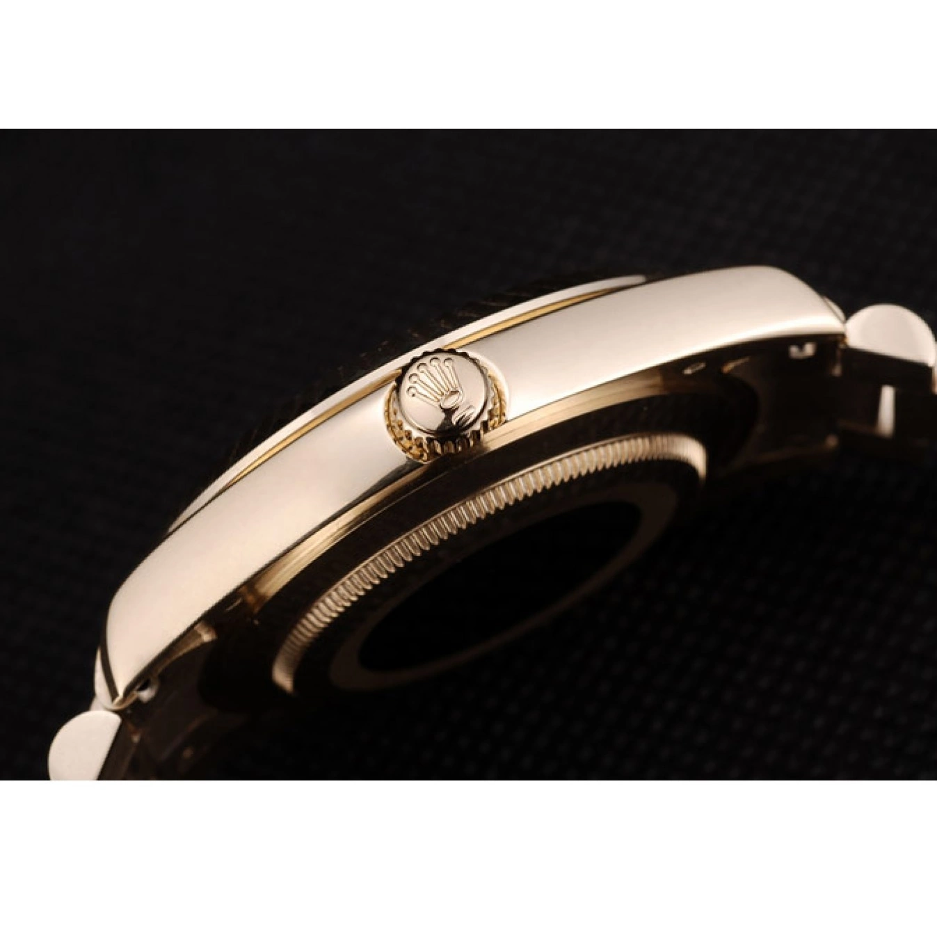 Good Copy Rolex Watches Rolex Steel 41998 Dial Swiss DayDate Ribbed Black Stainless Bezel Gold 0703